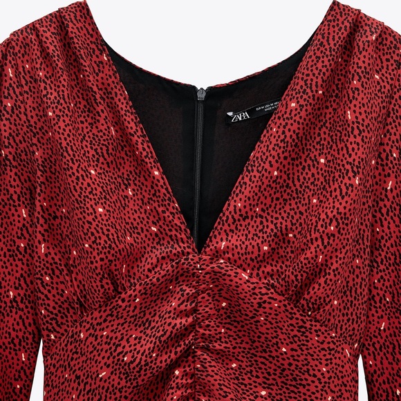Zara Red Print Dress - Picture 3 of 4